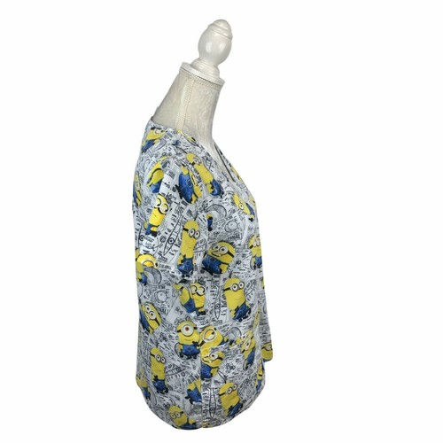 Cattivissimo Me Minions Scrub Top Infermiere Sanità Uniforme Lavoro Vet Scollo a V Tasche - Foto 5 di 9