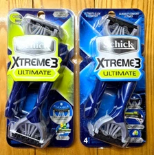2 X (4 CTS) SCHICK XTREME 3 ULTIMATE ALOE 3 BLADES DISPOSABLE RAZORS