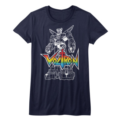 Voltron Cartoon Colorful Logo With Voltron Junior Women Fitted T Shirt 