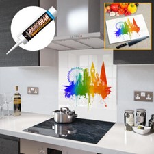 Glass Splashbacks 'Pride' London on White Glass and Accessories - Premier Range