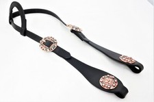 Black Harness Leather One or Two Ear Headstall Horse Copper Silver Concho Buckle