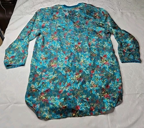 Victoria's Secret VTG GOLD LABEL Floral Satin Sleep Shirt Nightgown SHEER M/L - Picture 11 of 13