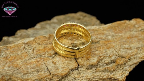 Dreifacher 750 Gold Ring mit Saphir, Rubin und Zirkonia, Gr. 60 - Bild 6 von 6