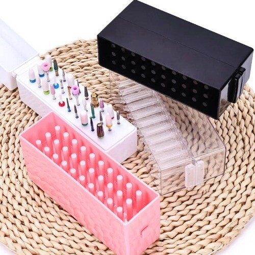 30/48Hole Nail Drill Bit Storage Box Polish Head Bit Holder Nail Drill Organizer - Picture 6 of 27