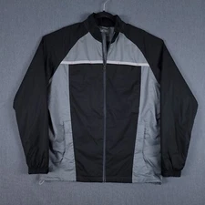 Adidas ClimaProof Rain Golf Jacket Mens Large Black Gray Full Zip Windbreaker