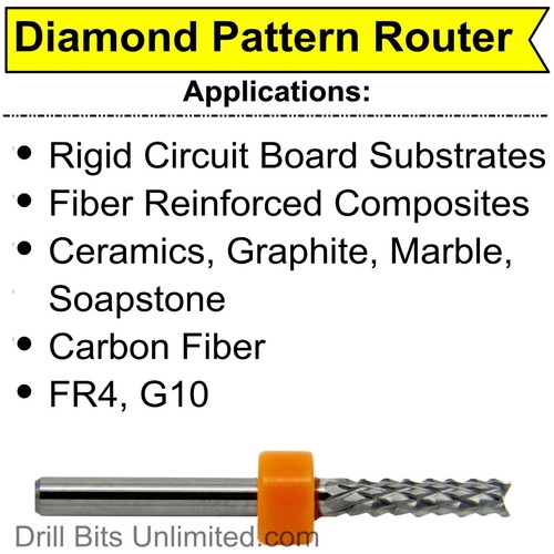 1/8" Router Bits Carbide, Diamond Pattern Flutes FIVE Pieces MDF G10 FR4 R145 - Picture 4 of 5