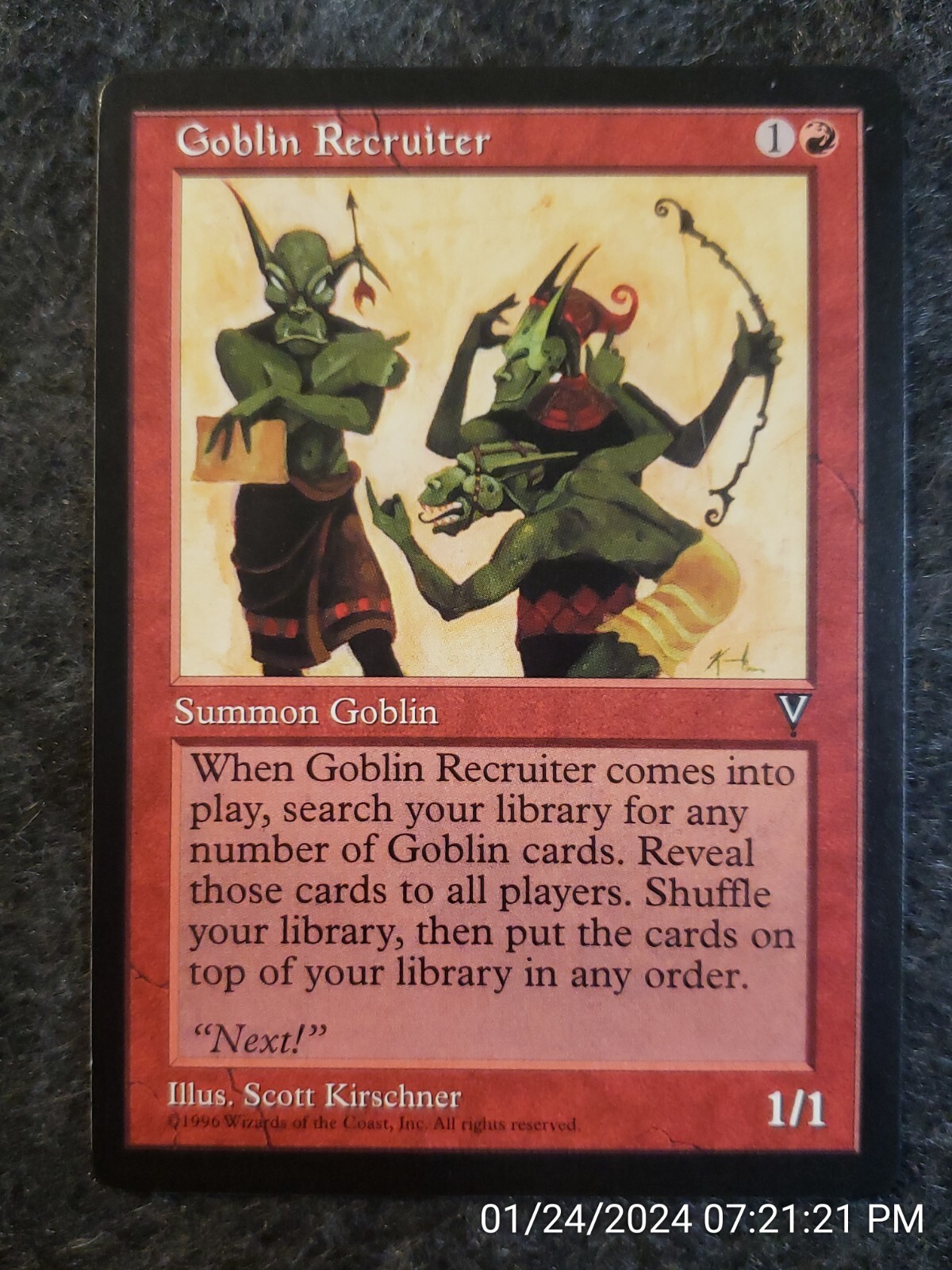 Goblin Recruiter Visions NM Red Uncommon MAGIC THE GATHERING MTG CARD. (DS3D1C8)