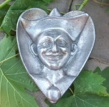 Posacenere vintage URSS pagliaccio giullare raro forma cuore alluminio anni 70-80