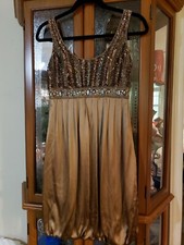 Sue Wong Dress Nocturne Beaded/Sequined Chocolate Brown 100 Silk Sz 4