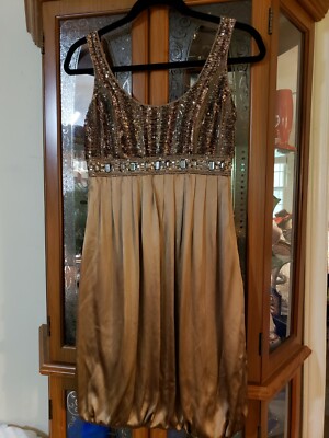 Sue Wong Dress Nocturne Beaded/Sequined Chocolate Brown 100% Silk Sz 4 |  eBay