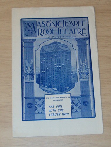 RARE 1900 Vaudeville Program~"MASONIC TEMPLE ROOF THEATRE"~Chicago~Great CONTENT