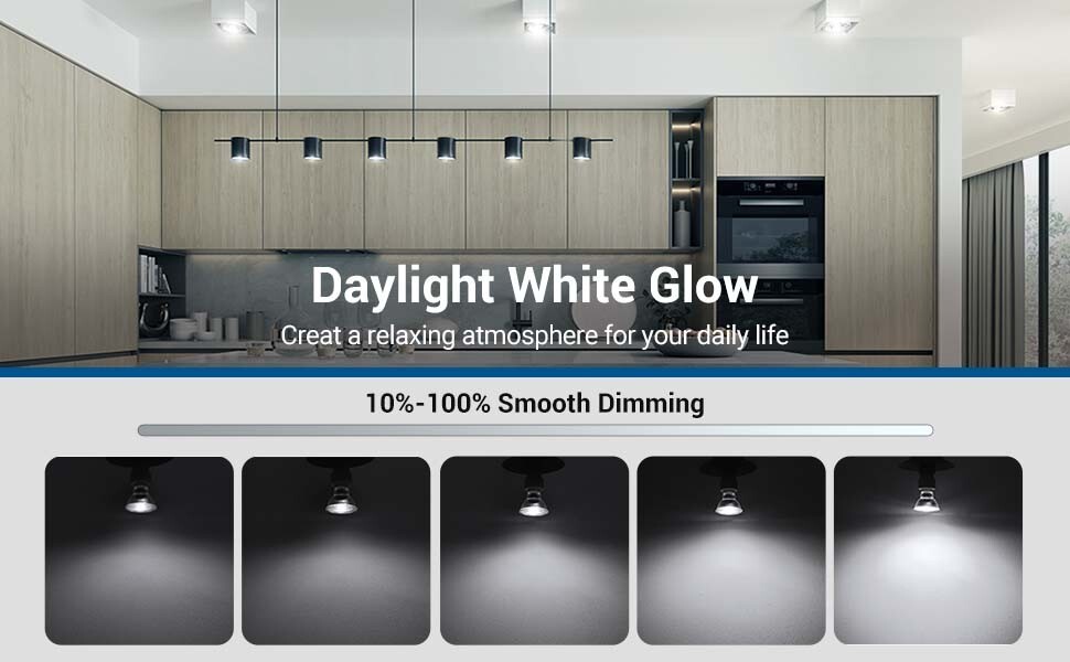 DEWENWILS 10Pack GU10 LED Bulb Dimmable 5000K 500LM Daylight Track Light Bulb