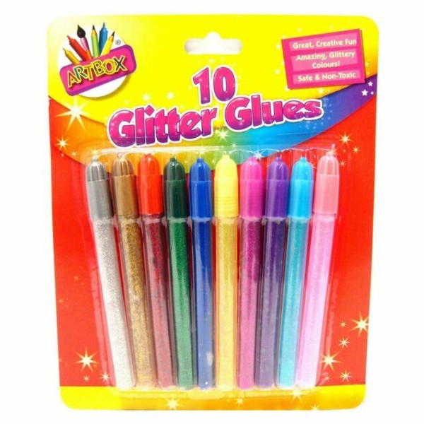Artbox Colouring Glitter Glues, Assorted Colours, Pack of 10 for sale