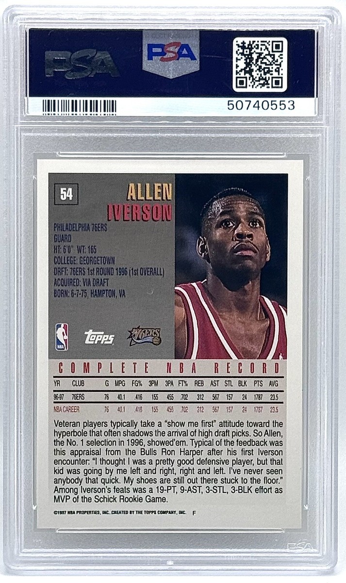 97 TOPPS NBA ALLEN IVERSON PSA10 アイバーソン 1997 Topps Basketball #54 Allen Iverson PSA 10 GEM MINT | eBay