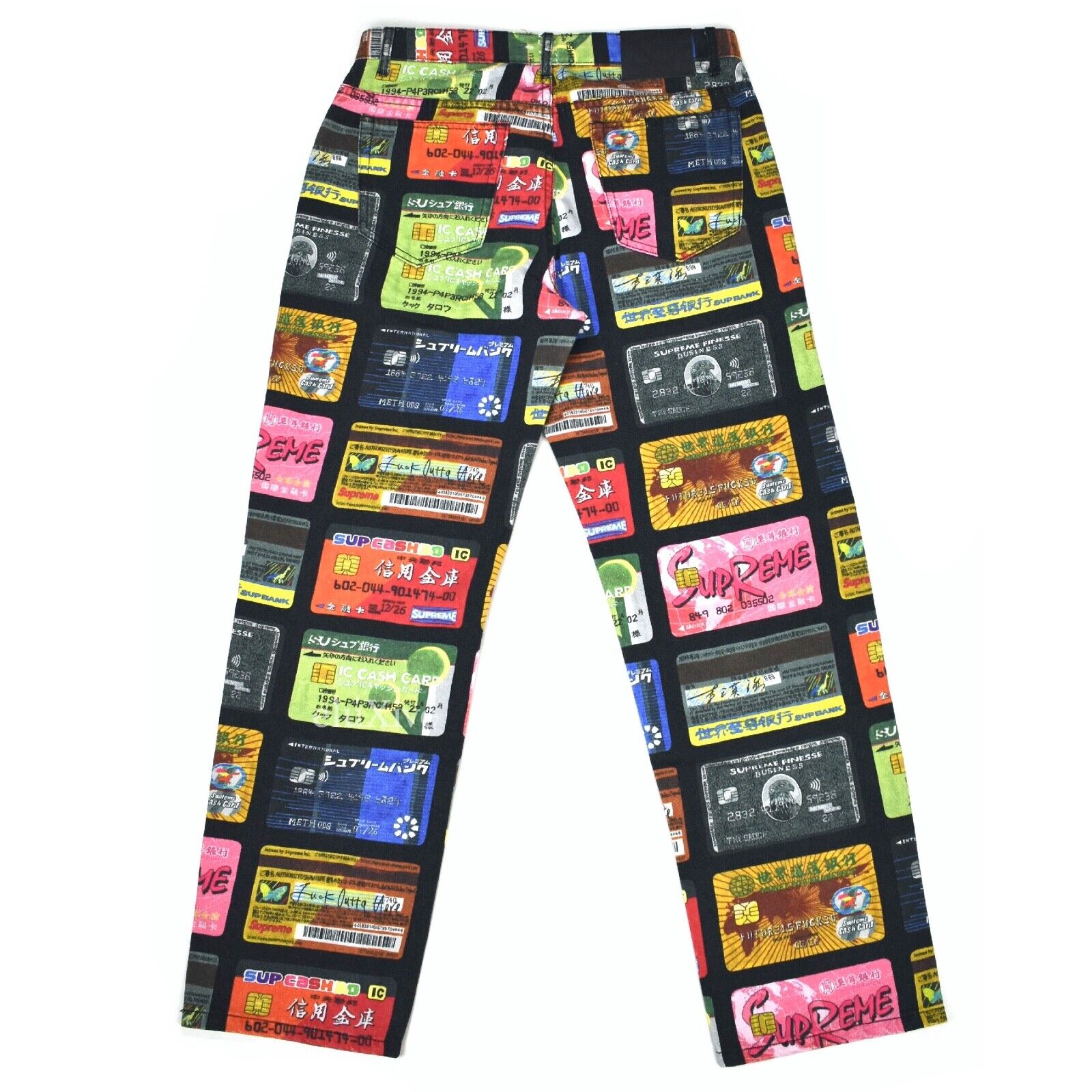 NWT Supreme Credit Cards Print Denim Jeans Multicolor Men's 30 DS SS22  AUTHENTIC