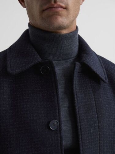 BNWT Reiss ‘Cast’ Navy Check Wool Mix Coat Size Small RRP £368 - Picture 5 of 6