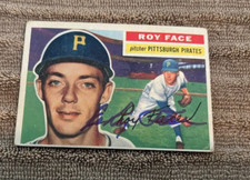 ELROY FACE AUTOGRAPHED 1956 TOPPS  BASEBALL CARD W/COA