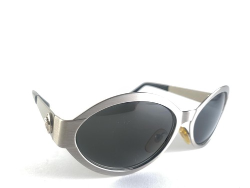 VINTAGE VERSACE MOD S97 SILVER OVAL FRAME SUNGLASSES 1990'S MADE IN ITALY - Picture 3 of 6