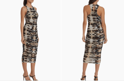 abstract print ruched cami dress CAMI ABSTRACT FLORAL PRINT RUCHED BODYCON