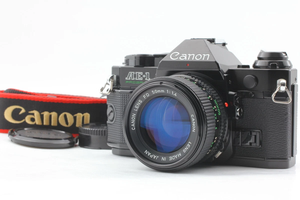 [MINT w/ Strap] Canon AE-1 Program Black camera + New FD 50mm F1.4 From  JAPAN