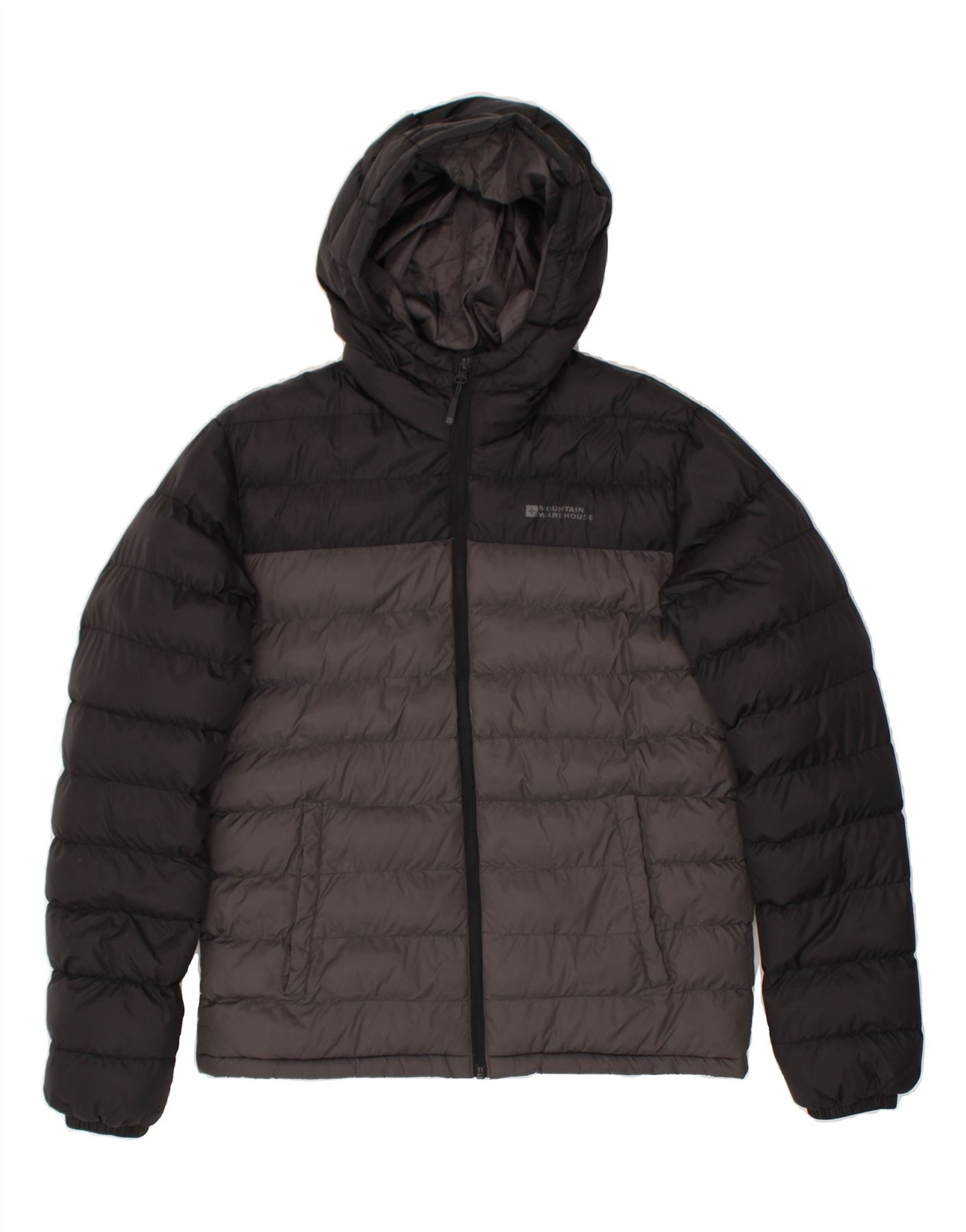 MOUNTAIN WAREHOUSE Hombres Chaqueta Acolchada con Capucha Reino Unido 36 Pequeña Gris Bloque de Color BD03
