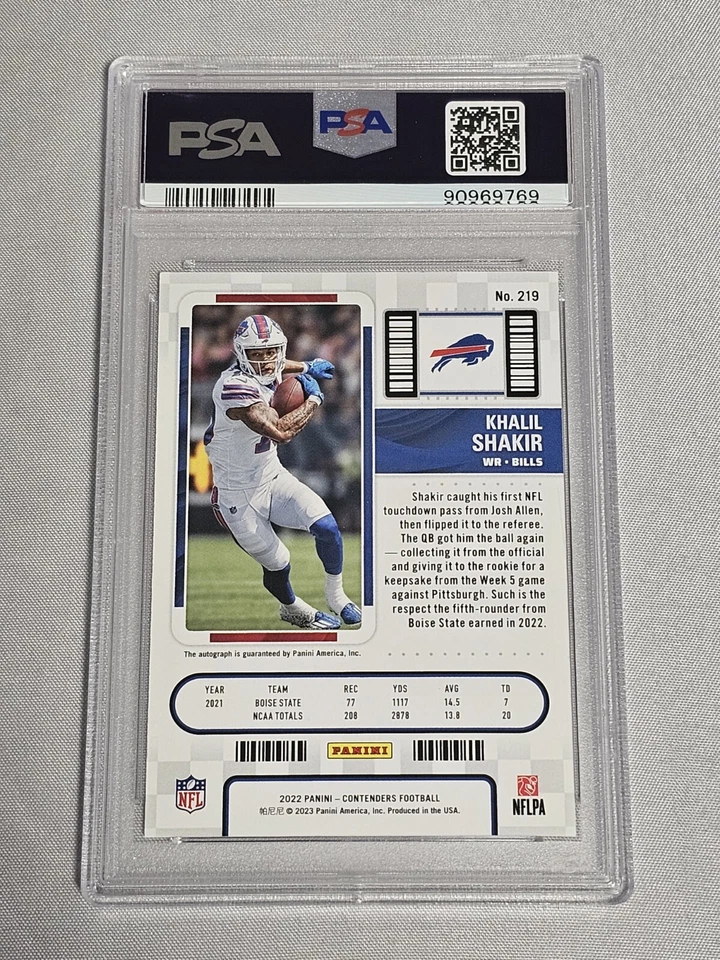 PSA 10 2022 Panini Contenders Khalil Shakir RC Rookie Ticket Auto #219 - Image 2 of 2