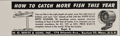 1955 Print Ad White Echo Depth Sounder for Fishing White & Sons Boston,MA