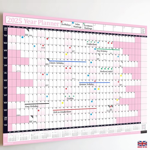 Calendario 2025 LAMINADO Año Planificador XL Pared Gráfico Semanal Mensual Para Hacer Limpiable - Imagen 75 de 93
