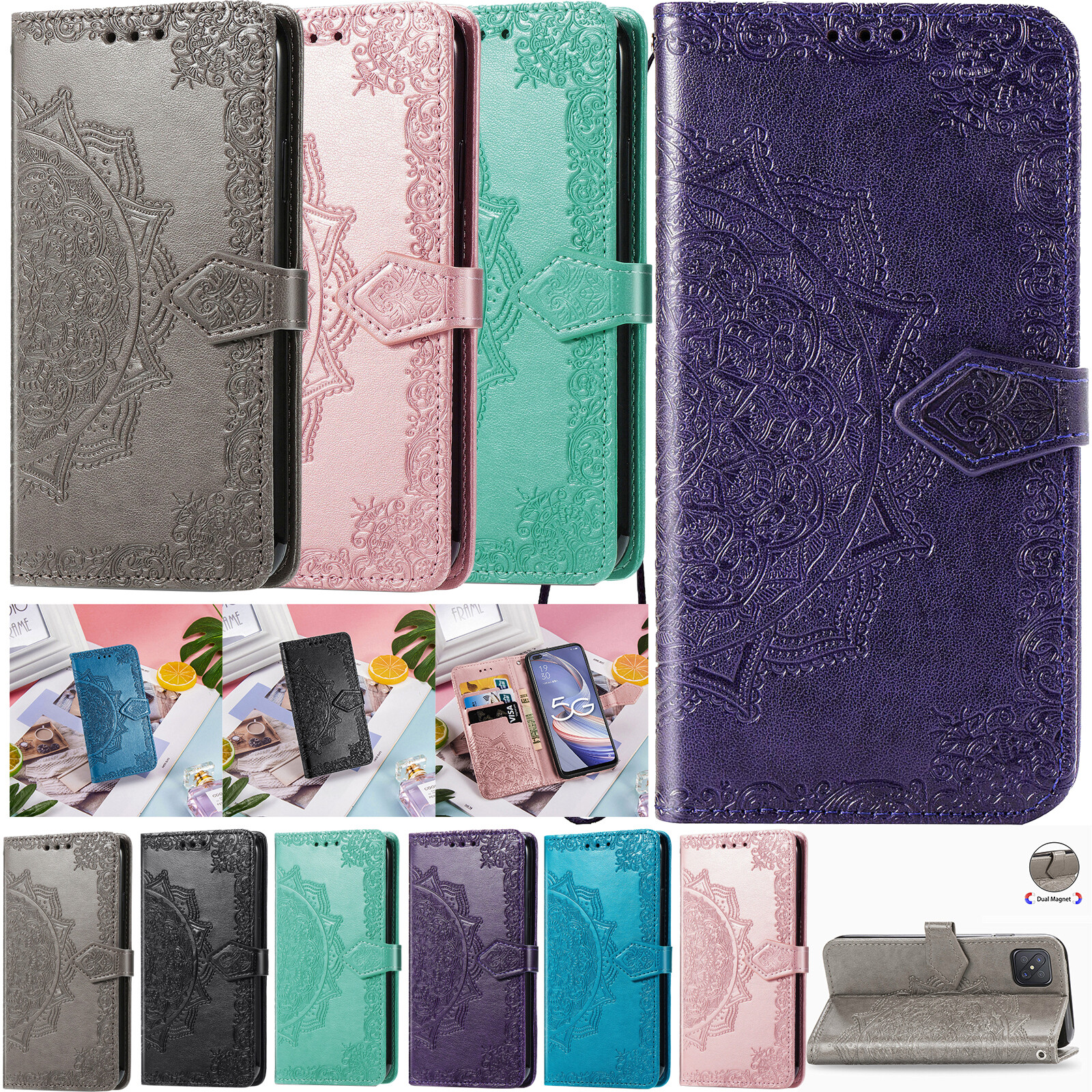 Telefono Custodia per OPPO F17 K9S Reno 8 7 6 5A Pro 5Z 4 3 Portafoglio In Pelle Coperchio Supporto