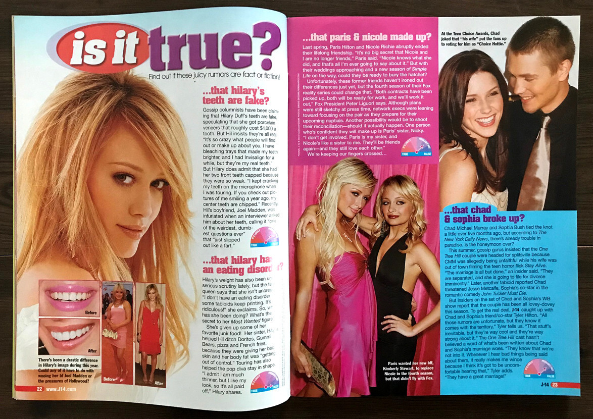 J-14 Magazine Oct/Nov 2005 Hilary Duff Chad Michael Murray