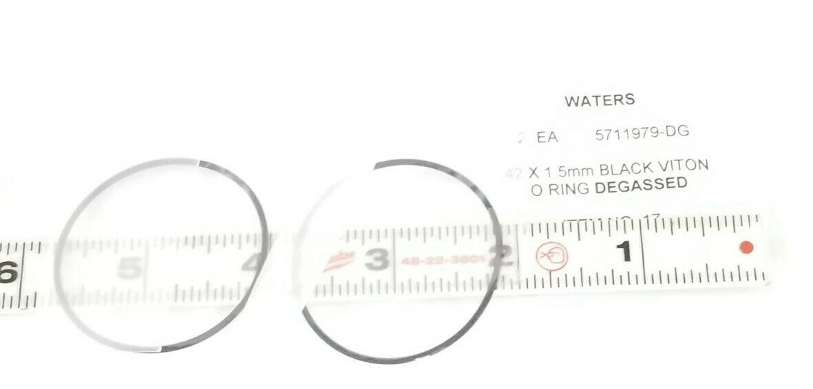 LOT OF 2 NEW WATERS 5711979-DG 42X1.56MM BLACK VITON O-RINGS 