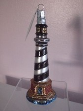 Old World Cape Hatteras Lighthouse Glass Ornament