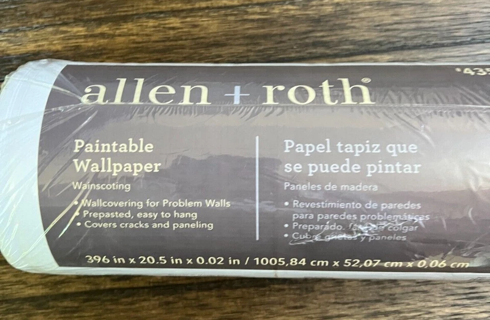 Papel tapiz pintable Allen Roth texturizado 56,4 pies cuadrados 4351028 tablero listón granja Foto 2 de 4