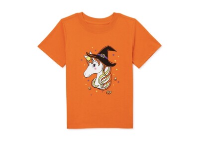 NWT Unicorn In Witch Hat Halloween Shirt Baby 18 Months Orange Wonder Nation