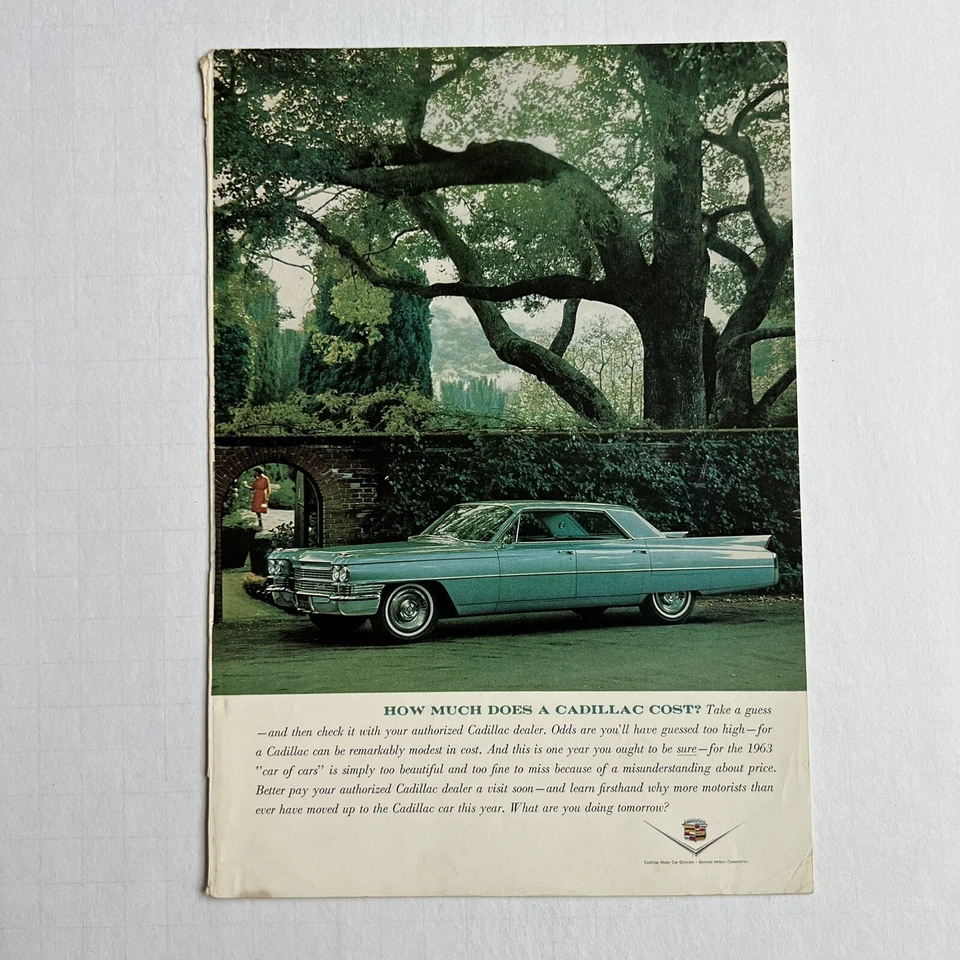 Винтаж 1963 Cadillac Синяя Реклама Старые Южные Деньги Секретные Садовые Деревья - Изображение 2 из 3