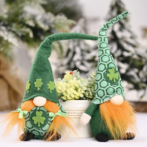 St Patricks Day Decoration Plush Green Leaf Dwarf Ornaments T8Z6 - Picture 7 of 21