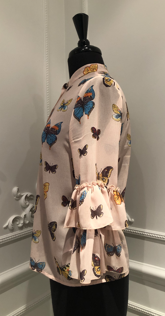 BLUGIRL BLUMARINE Rose Butterflies Art Button Up Blouse