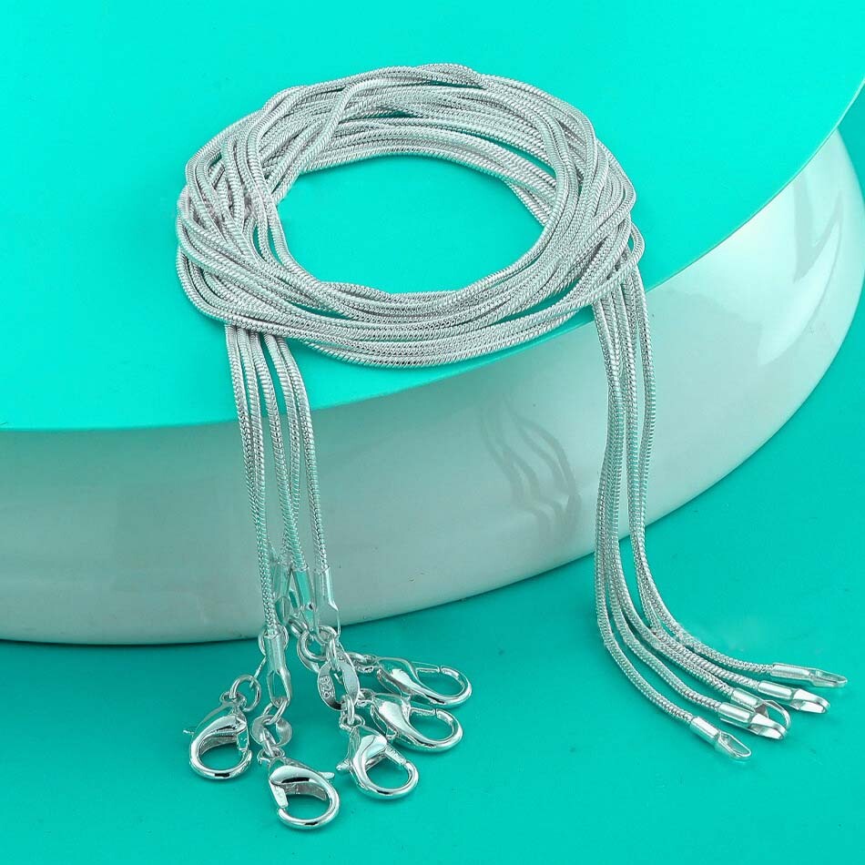 10 piezas Oferta Caliente Collar Cadena de Serpiente Plata Esterlina 925 Plata Sólida 1mm Regalo