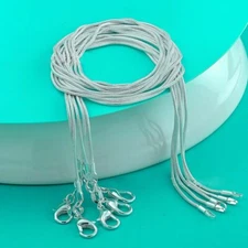  10pcs Hot Sale 925 Sterling Solid Silver 1mm Snake Chain Necklace Jewelry Gift