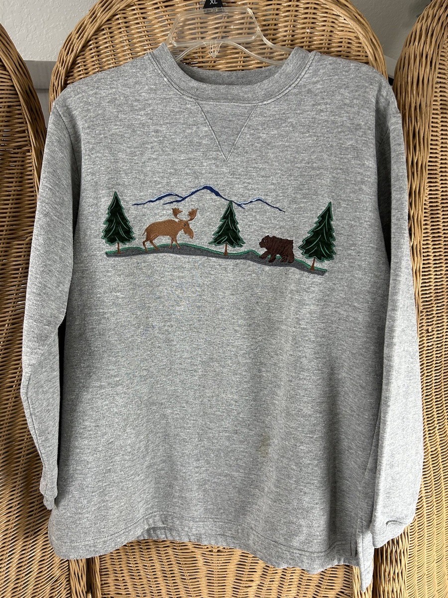 Sweatshirt Bear Moose Mountain Scene Small Studio Works And Company