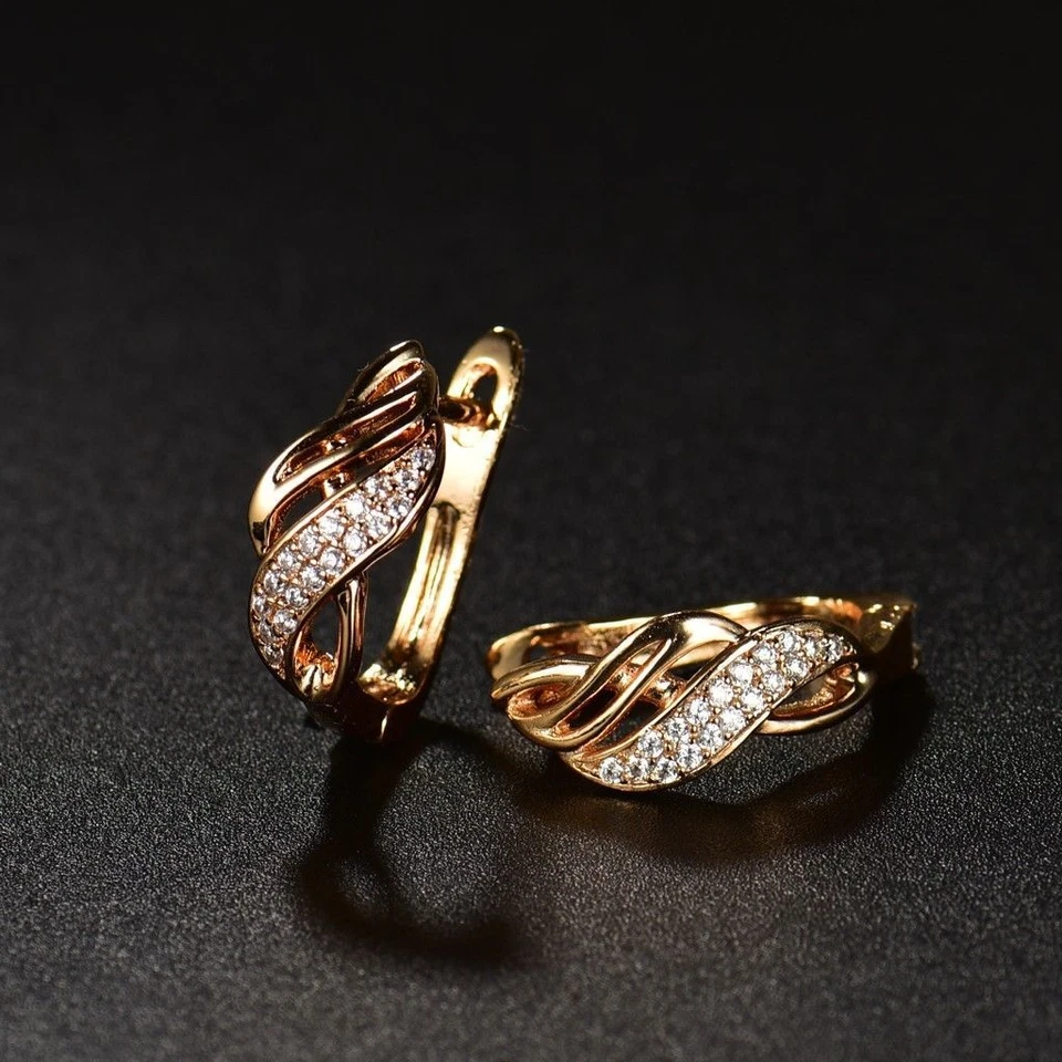 Women 18K Gold Filled White Sapphire Rhinestone Crystal Hoop Earrings - image 4 of 4