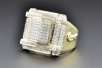 JFL Diamant Herren-Pinky-Ring 10K Gelbgold Pave Rund 0,66 Ct Vierkant-Design