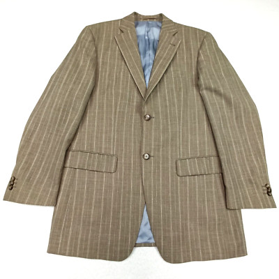 Benvenuto Herren Jacke Blazer UK-38R EU-48 Beige Wolle Linen Nadelstreifen Sport