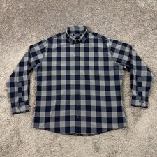 Mizzen Main Shirt Mens XL Blue Plaid Classic Fit Long Sleeve Performance Stretch