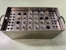 Vintage Stainless Steel Hospital/Medical Syringe Box w/18 glass syringes 2cc