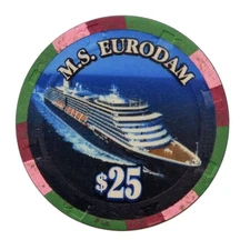 Magnet Holland America MS Eurodam $25 Cruise Ship Casino Chip fridge door 3”