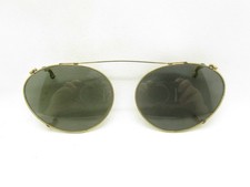 AMERICAN OPTICAL GOLD METAL OVAL CLIP-ON SUNGLASSES 54MM 120291