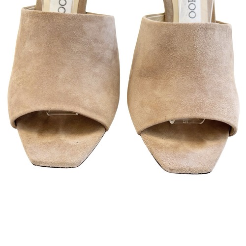 Jimmy Choo Sae 90 Suede Open Toe Heels Ballet Pink / Crystal Nude Tan EU 36,5 - Bild 3 von 13