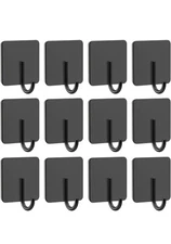 12 pcs Black Docrok Towel Holder Wall Mounted Bathroom Self Adhesive Hooks