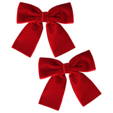 2PCS Velvet Hair Bows Red Hair Ribbon Clips 4" Big Fall Alligator Clips Hair Acc